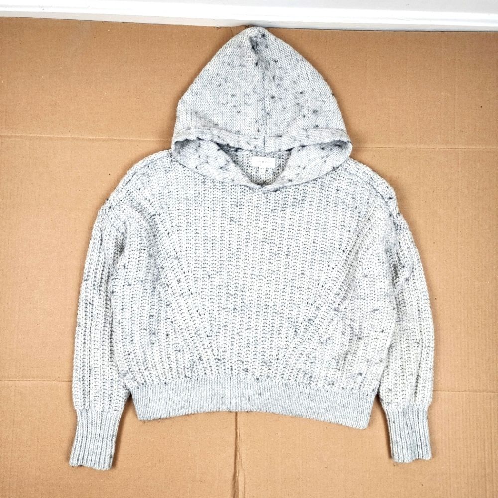 Lucky Brand Hooded Sweater Grey Knit Crop Size M